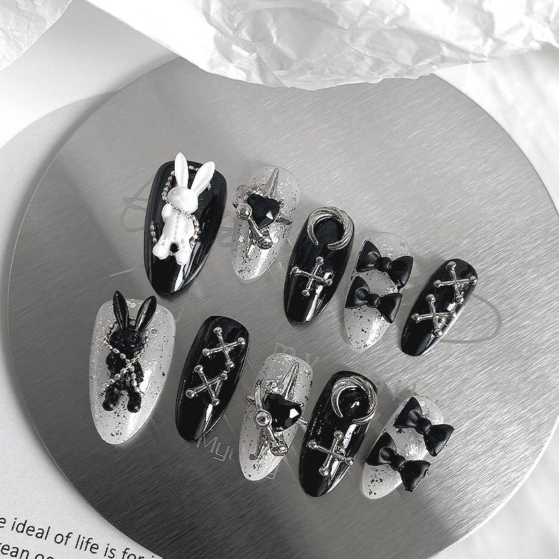Nail Art Y2K - 10pcs Pure Handmade Almond Shaped Nail