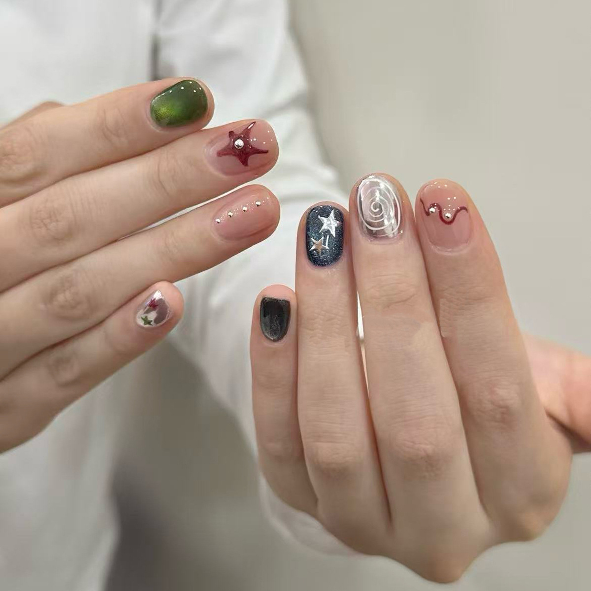 10PCS Glitter Cat Eye Short Sq - Nail Art Y2K ulasan dan harga