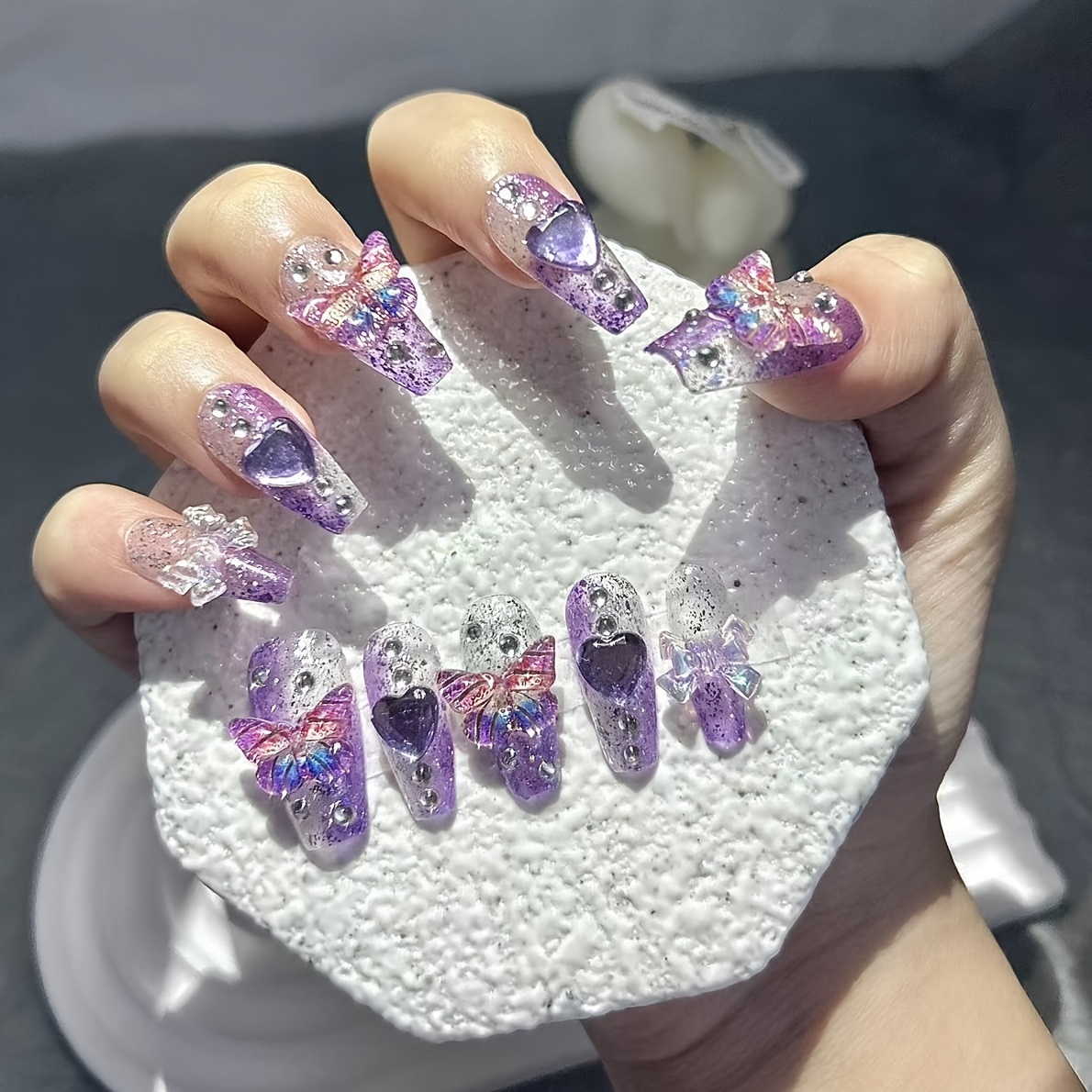 10 Pieces Purple Fantasy Butte - Nail Art Y2K ulasan dan harga