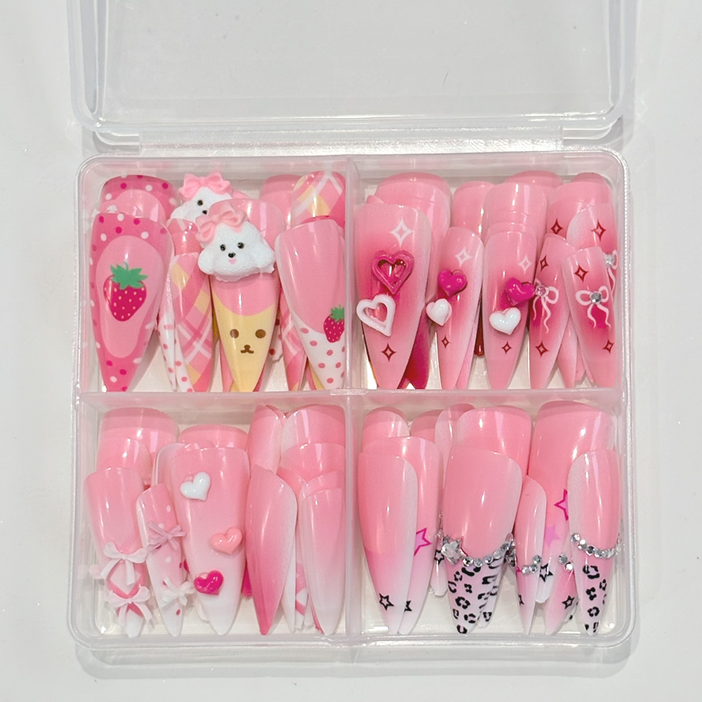 96Pcs Pink Long Stiletto Press - Nail Art Y2K ulasan dan harga