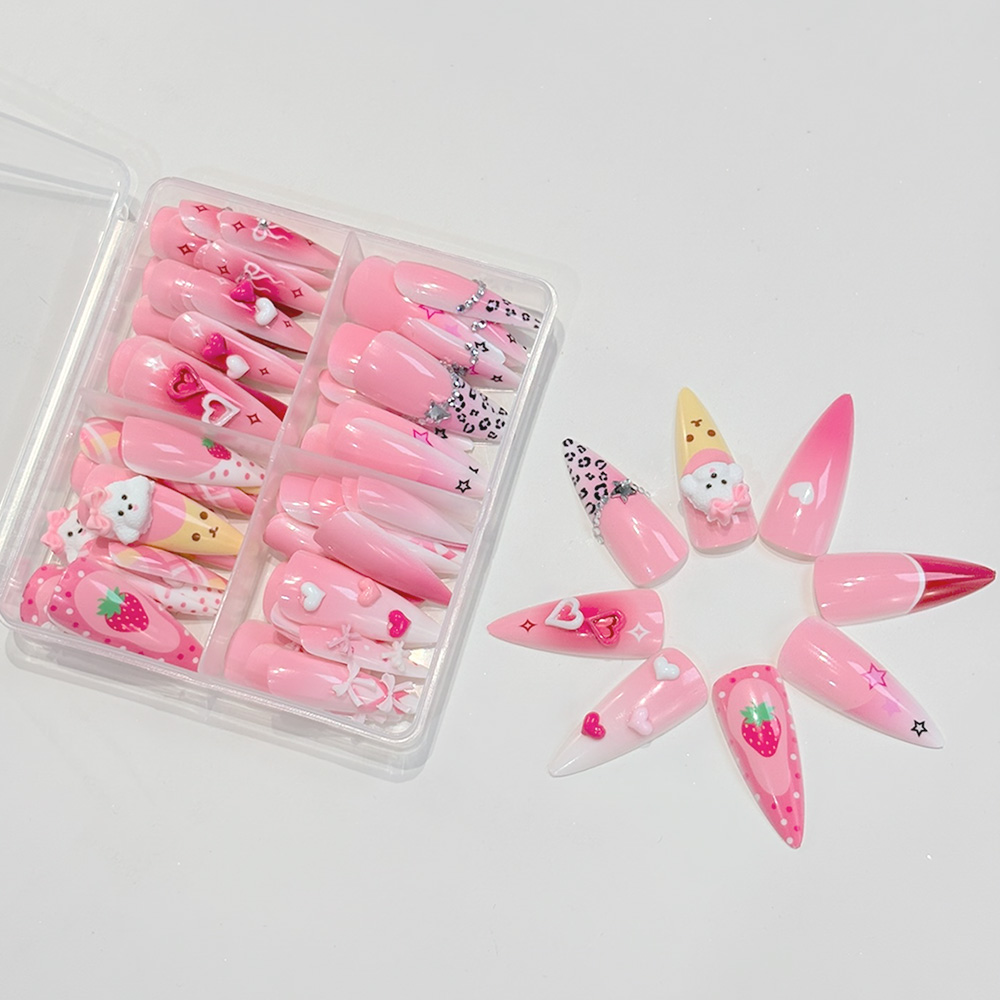 96Pcs Pink Long Stiletto Press - Nail Art Y2K ulasan dan harga